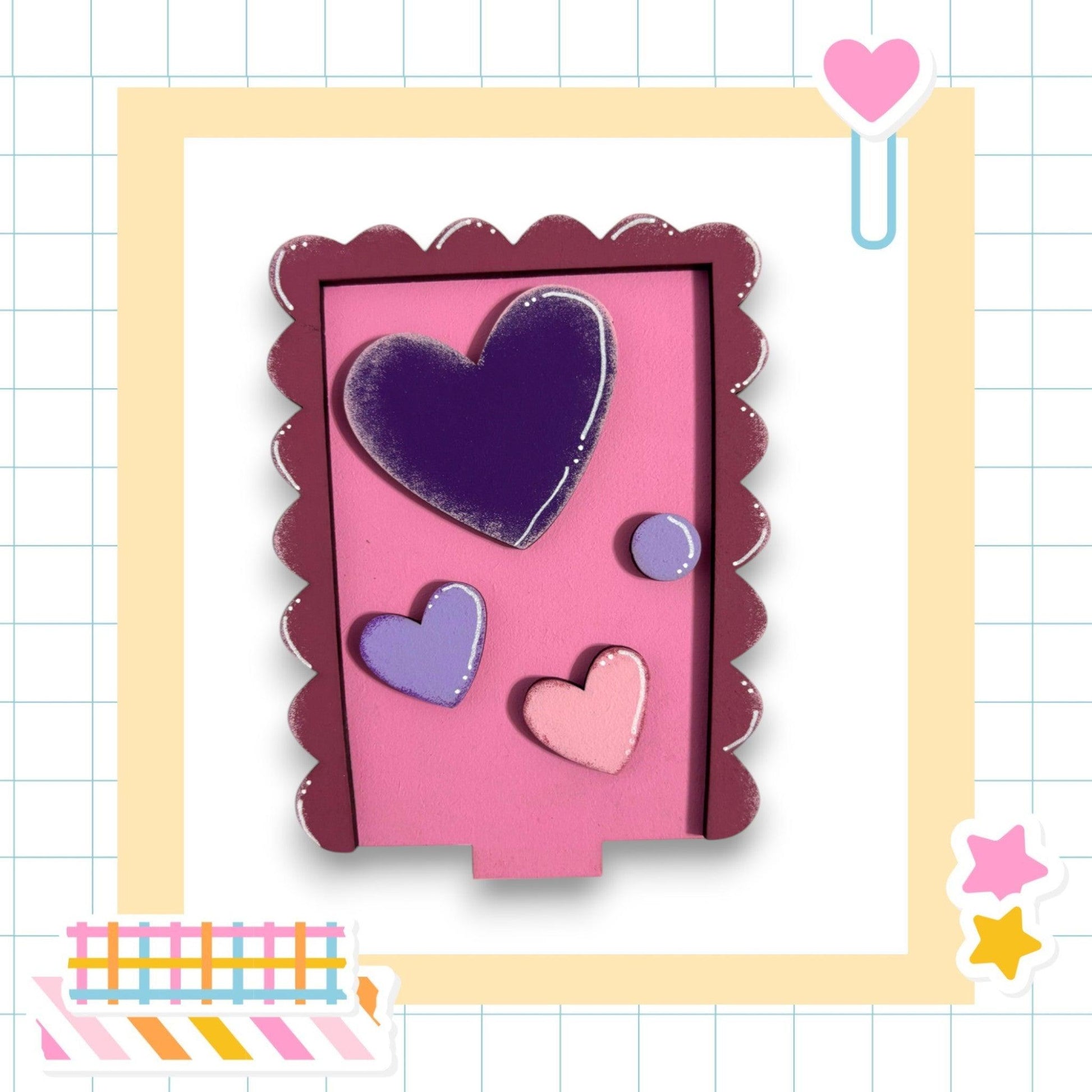 a picture frame with hearts on it