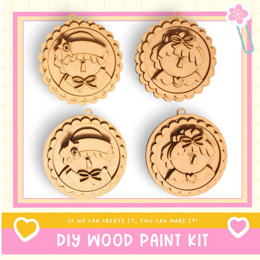 a wooden craft kit with a picture of a girl