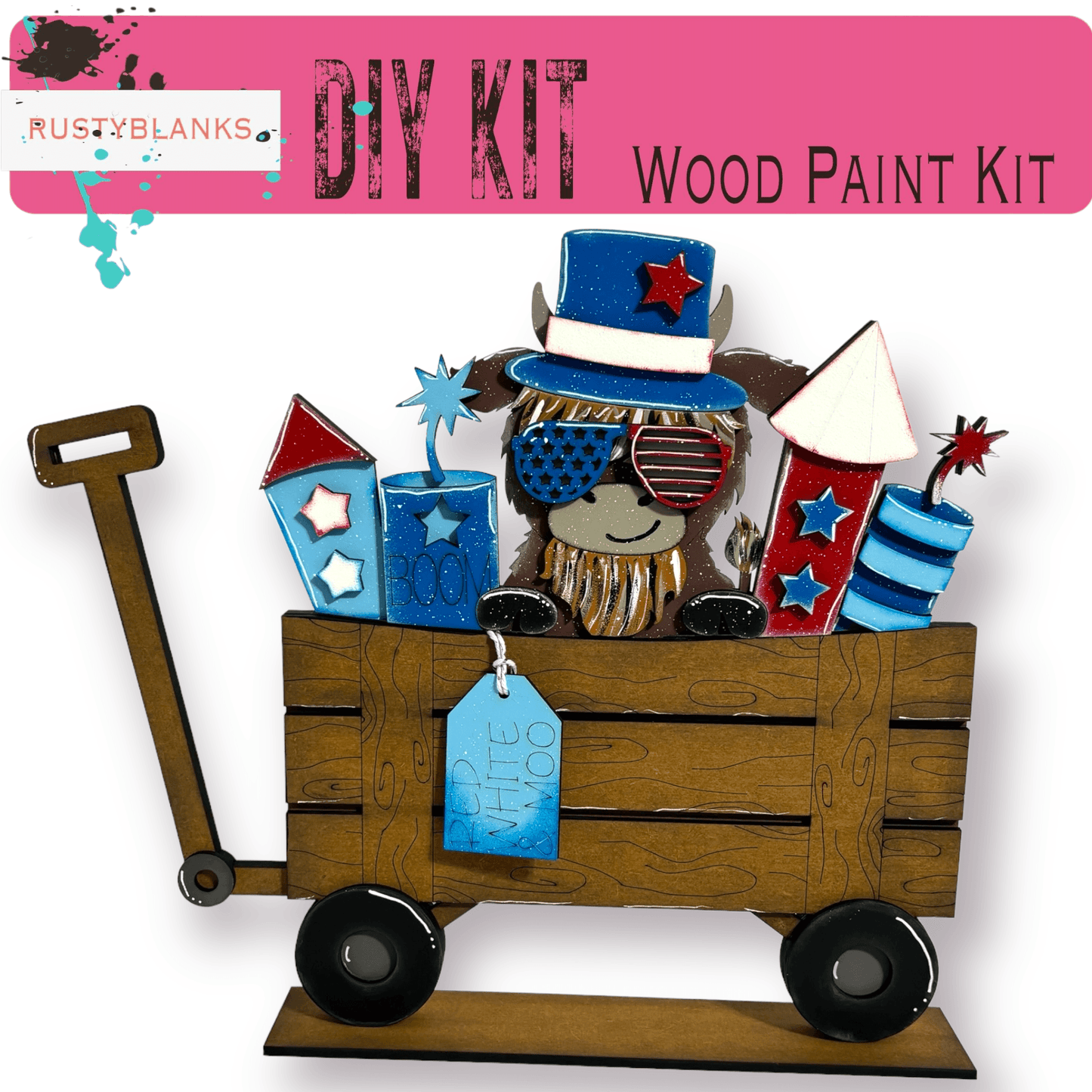 a wooden wagon filled with lots of items