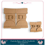 a DIY kit for creating cardboard boots, with a pair of boots and a smaller boot-shaped object.