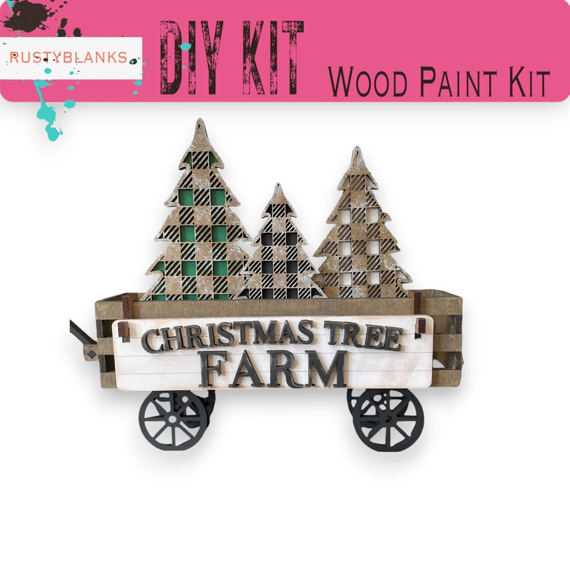 a wooden christmas tree farm sign with trees on it