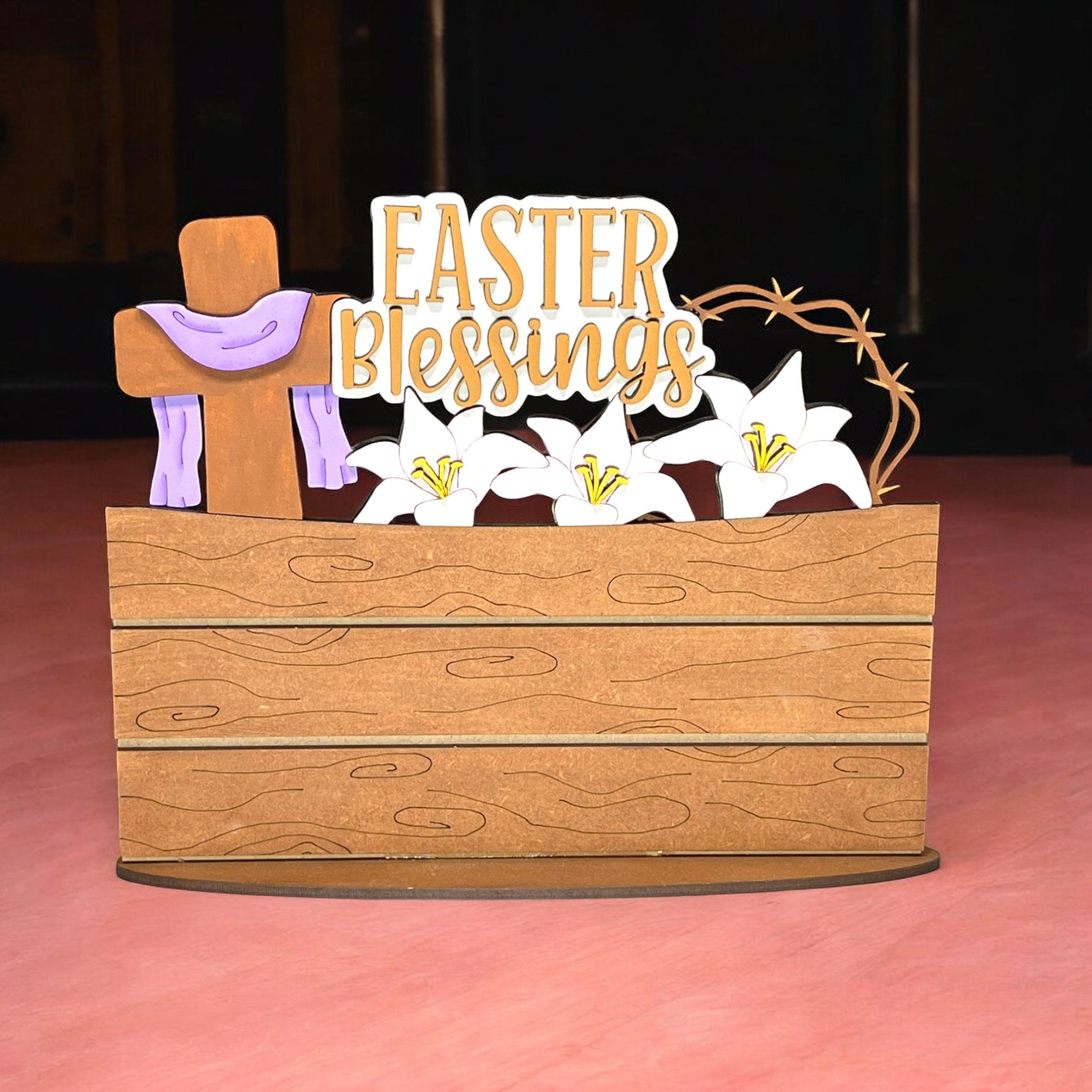 a wooden box with a sign that says easter blessing