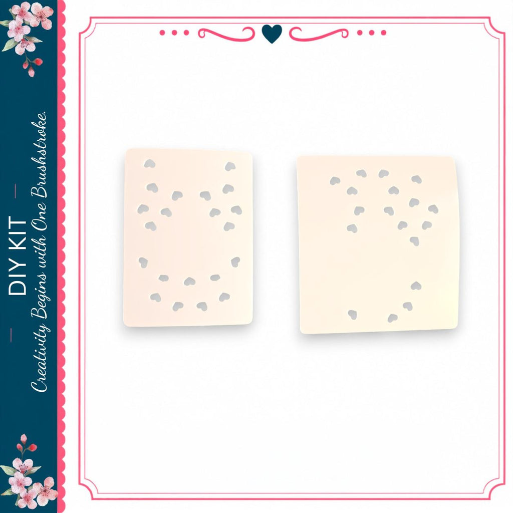two square pieces of paper with a pattern of small holes or dots on them, arranged side by side.