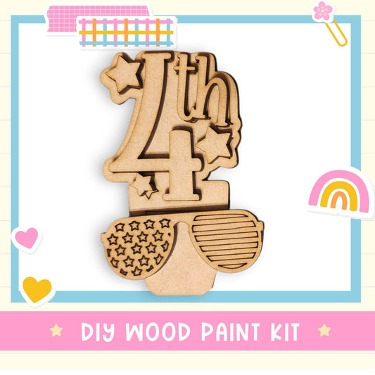 a wooden craft kit with the number four on it