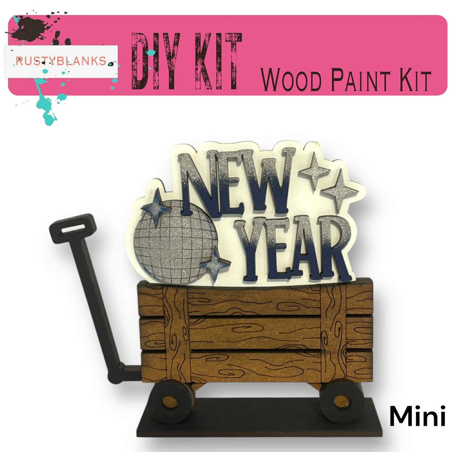 a picture of a wooden paint kit with a wheel