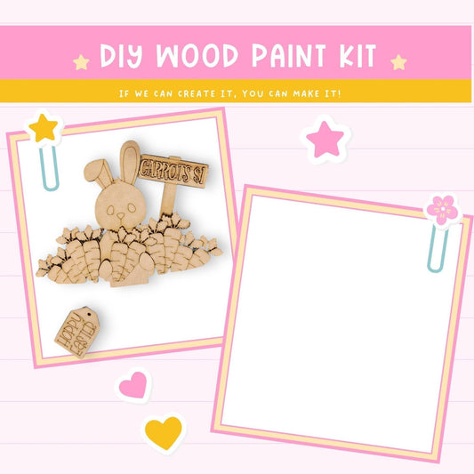 a wooden craft kit with a picture of a bunny