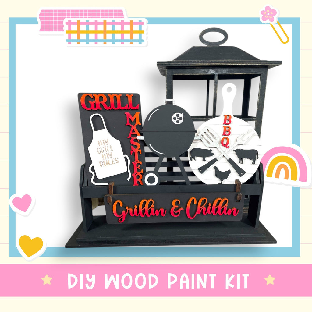 a picture of a grill and utensils on a stand