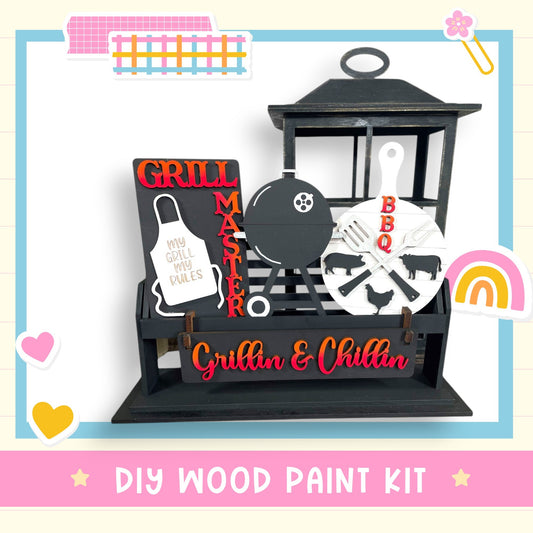 a picture of a grill and utensils on a stand