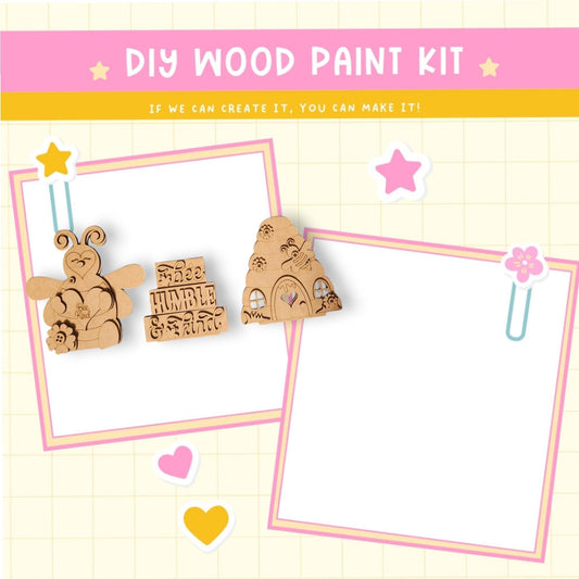 a wooden craft kit with a picture of a teddy bear