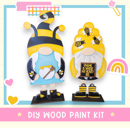 a couple of statues of a bee and a man