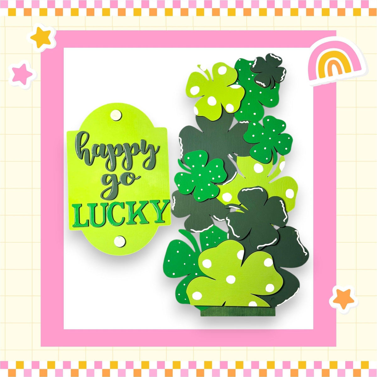 a happy st patrick's day card with shamrocks