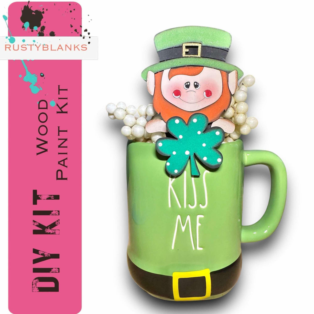 a st patrick's day mug with a lepreite in it