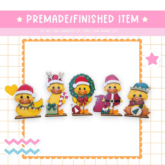 a group of rubber ducks standing next to each other