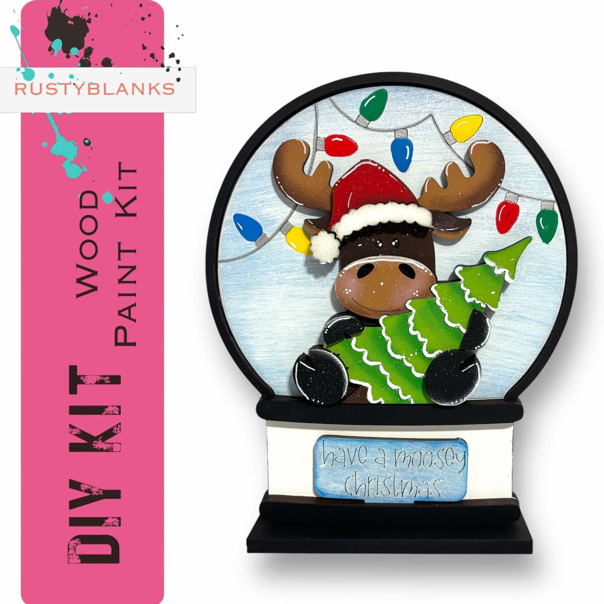 a christmas ornament with a moose wearing a santa hat