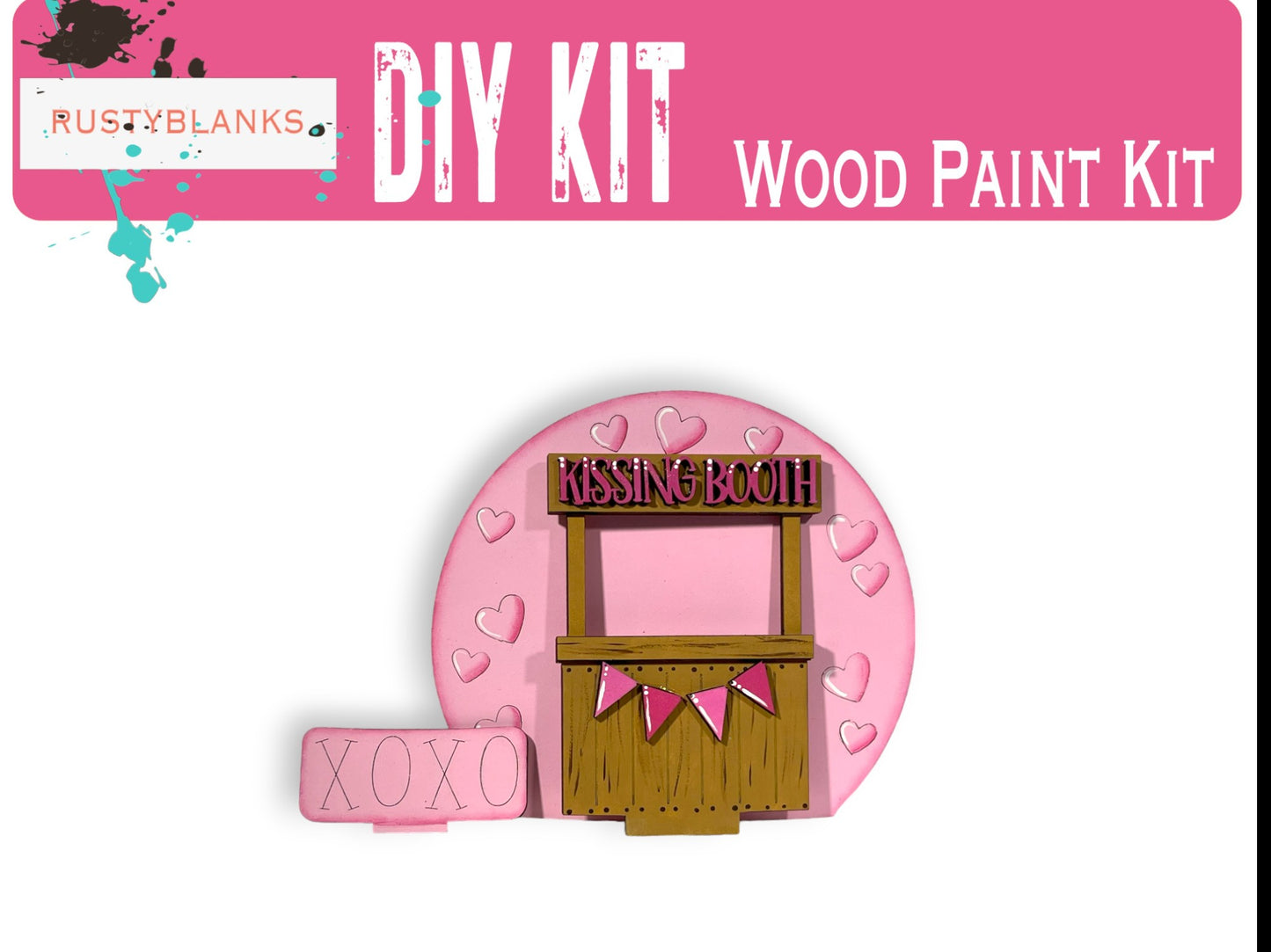 a picture of a pink wooden paint kit