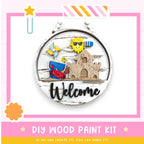 a picture of a welcome sign with a beach theme