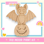 a DIY wood paint kit for creating a wooden bat and pumpkin.