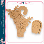 a DIY kit with a creative and fun design, including a pair of wooden reindeer and a candy cane.
