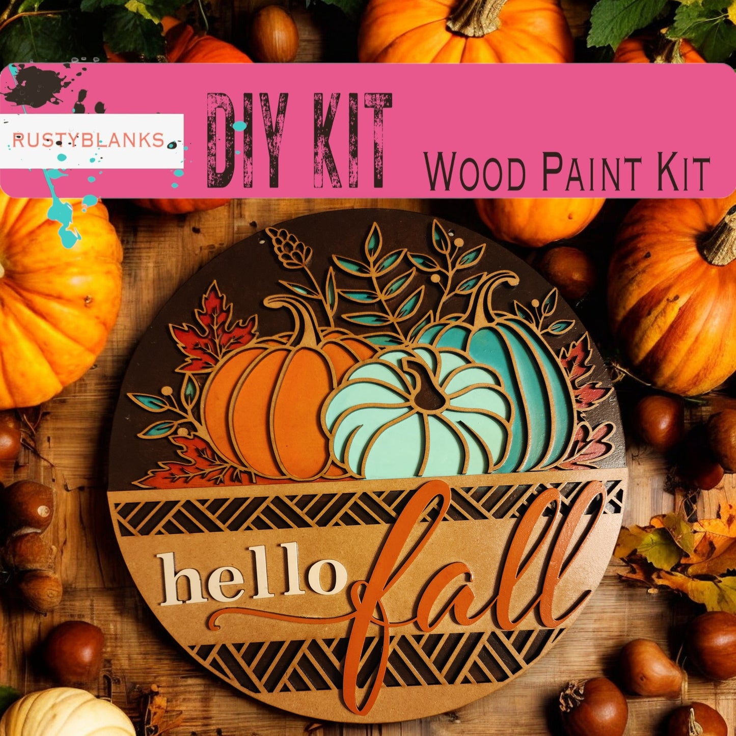 Hello Fall Front Door Decor | Fall Door Hanger | Hello Fall Pumpkins | Fall Door Hanger | Housewarming Gift | Home Decor | Wreath