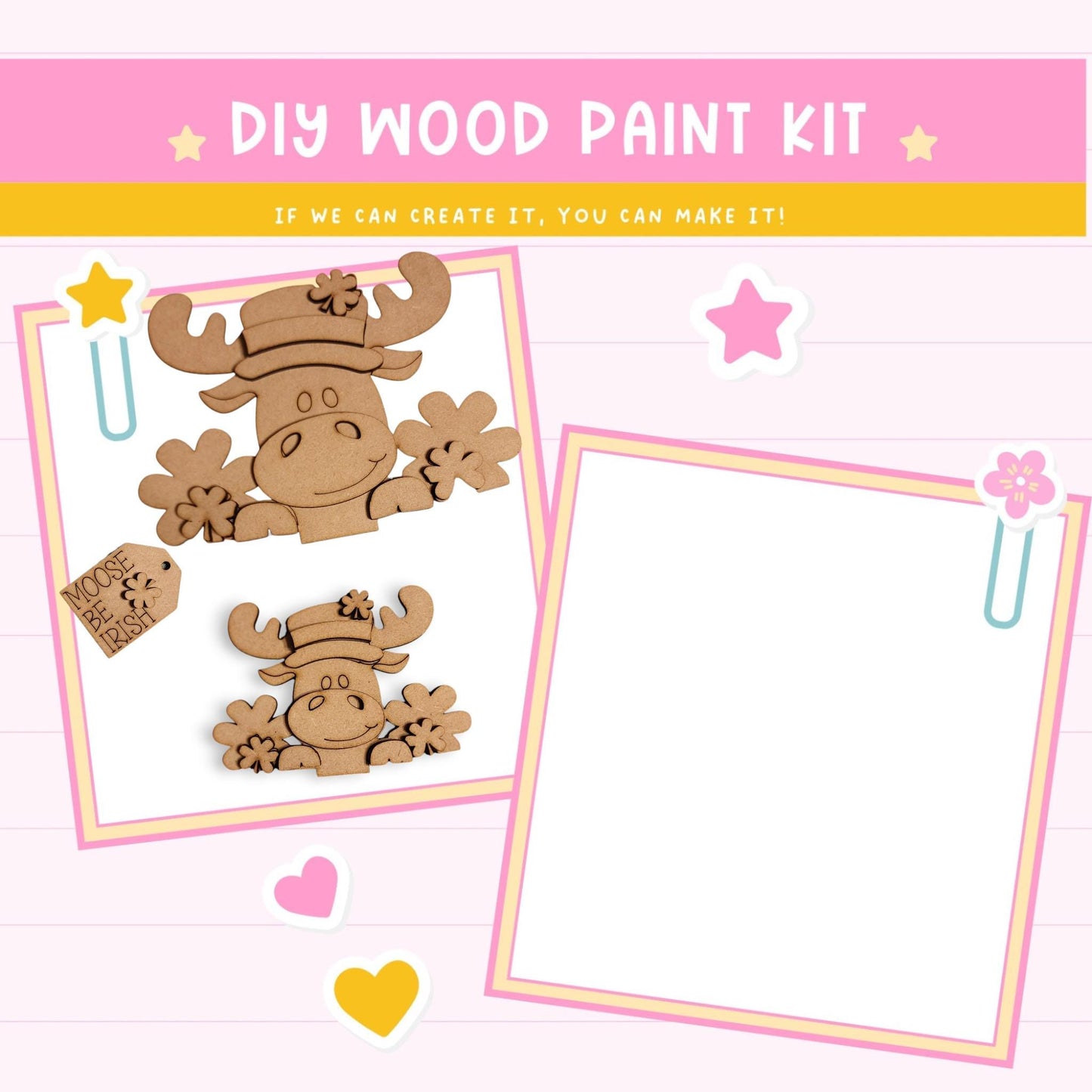 a wooden craft kit with a picture of a moose