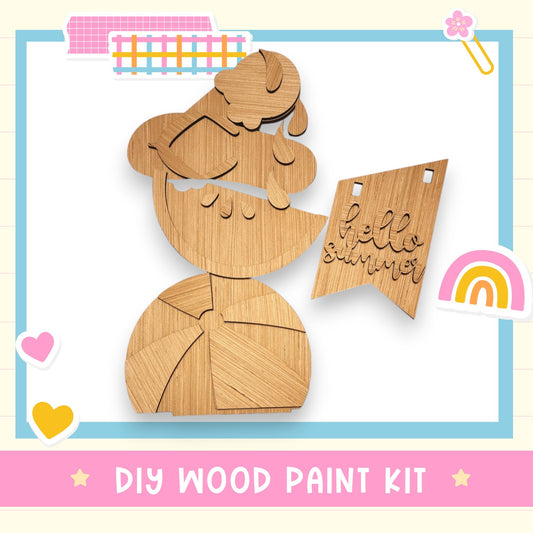 a wooden cutout of a man holding a sign