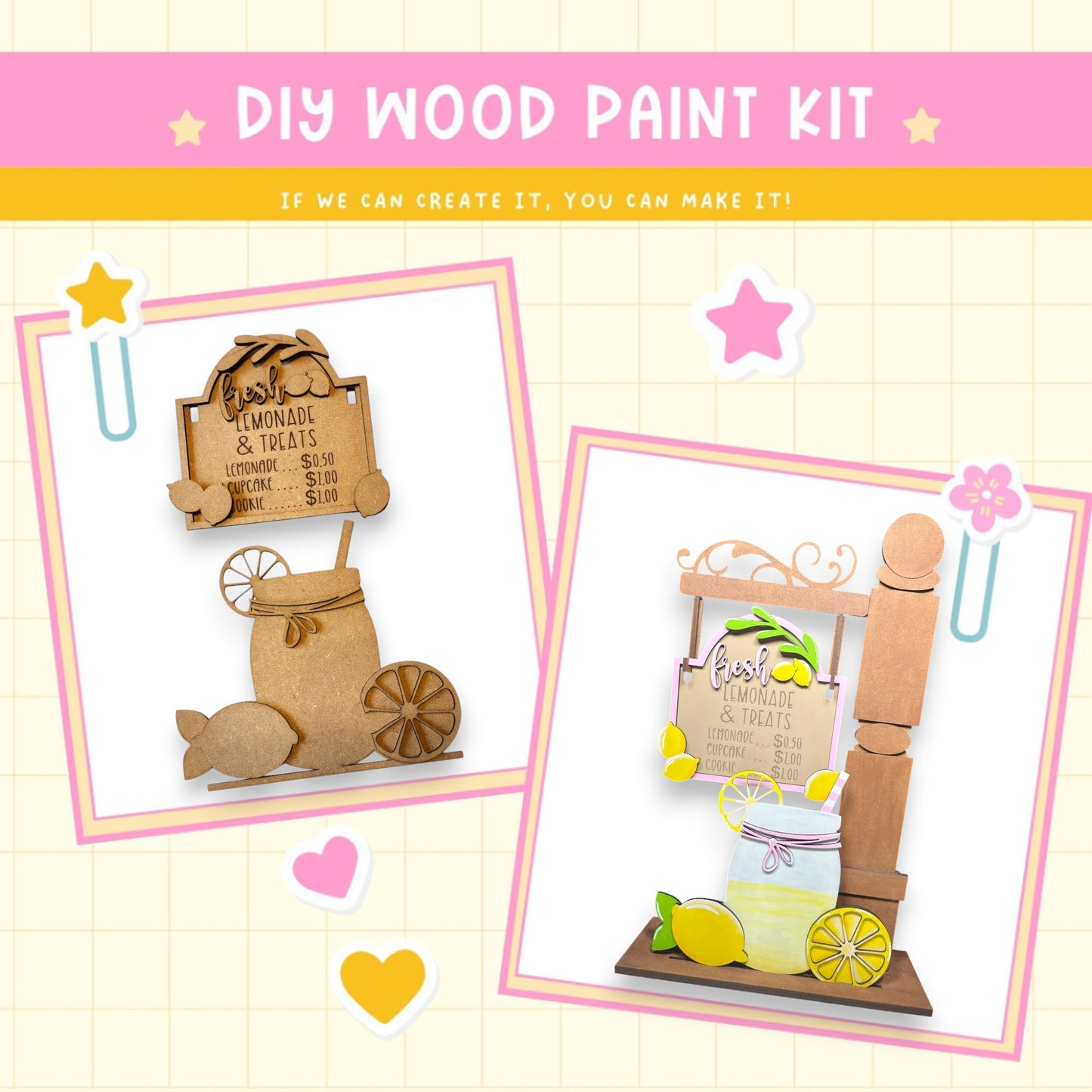 a couple of pictures of a wooden craft kit