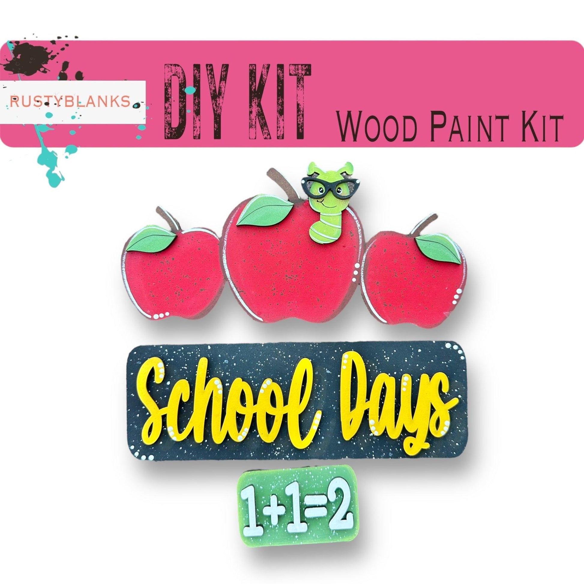 a picture of a school days sign with apples on it