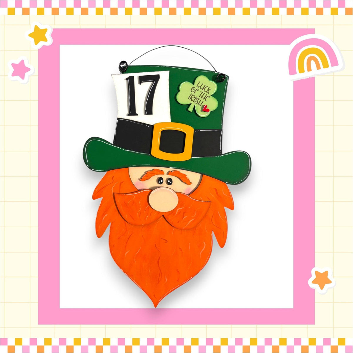 a st patrick's day card with a st patrick's hat and beard
