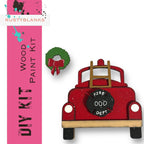 a wooden toy fire truck with a heart on it