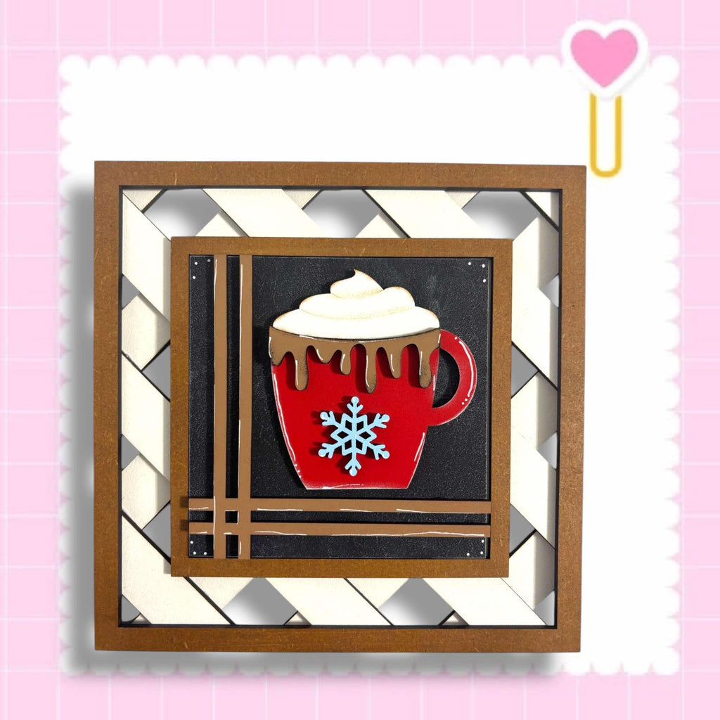 a card with a picture of a cup of coffee