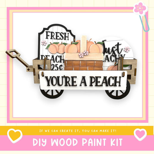 a picture of a wooden wagon with pumpkins on it