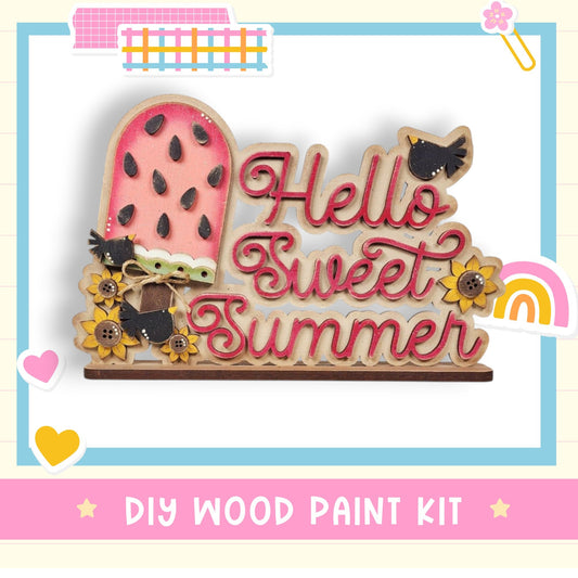 a wooden sign that says hello sweet summer