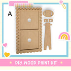 a cardboard cutout of a wooden door and a rainbow