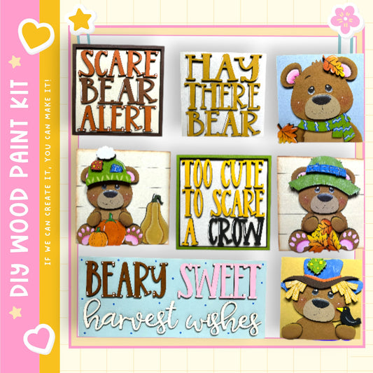 The image is a collage of six images featuring teddy bears in various poses and expressions, along with text related to the teddy bears.