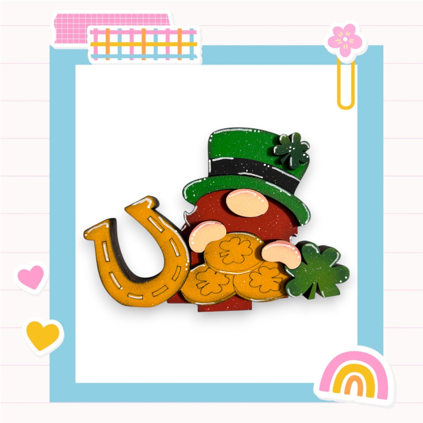 a st patrick's day card with a lepreite and a pot of