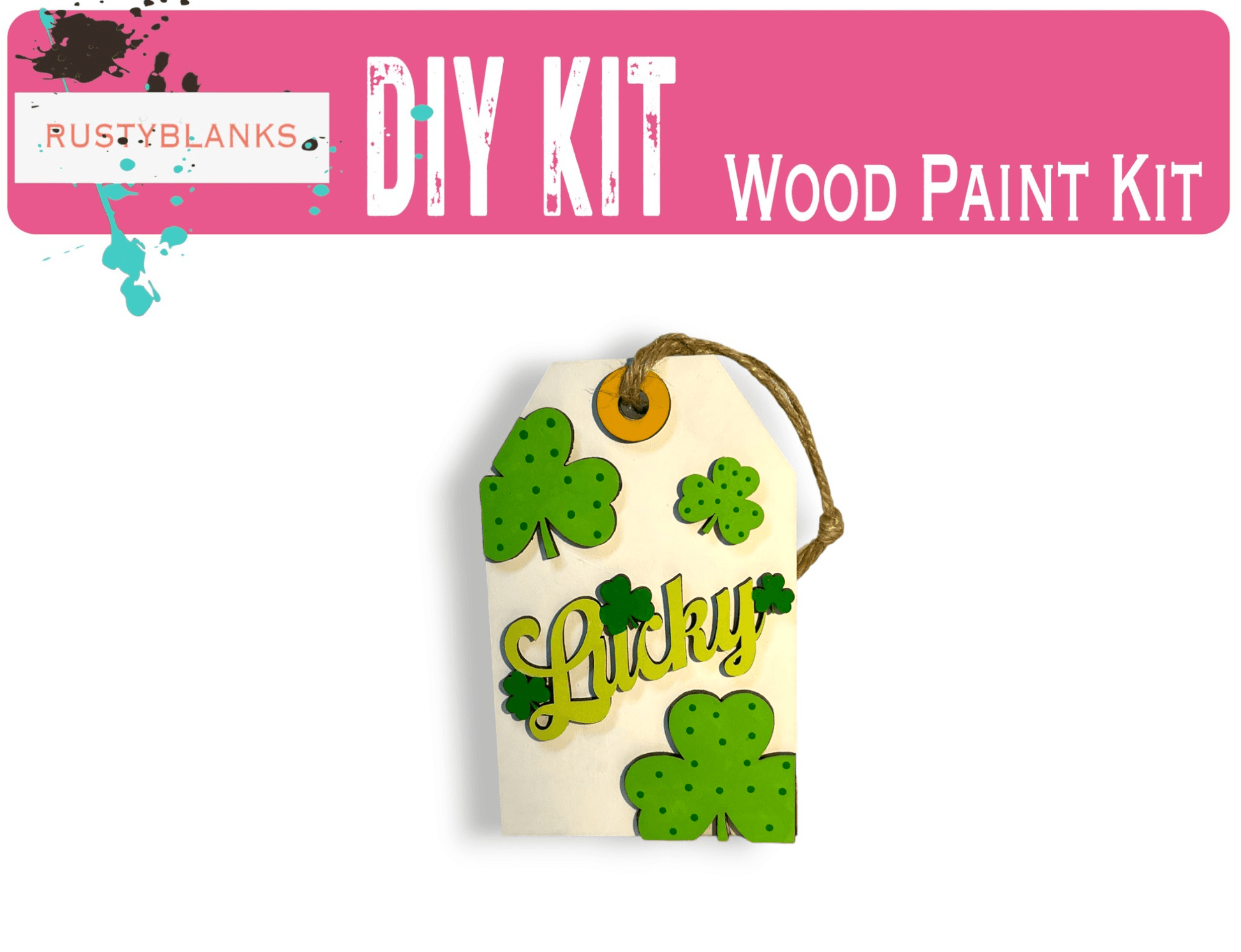 a wooden paint kit with shamrocks on it