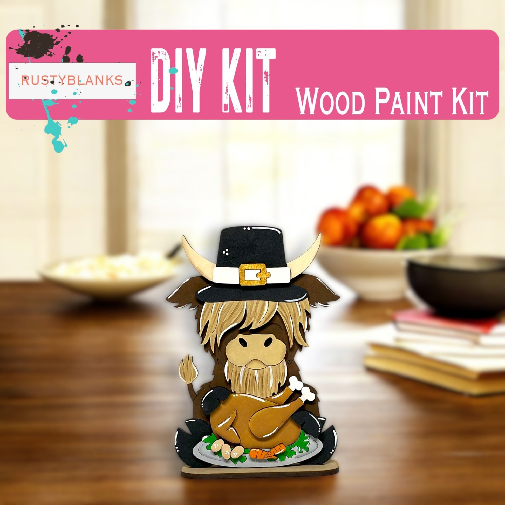 a wooden craft kit with a picture of a man in a hat