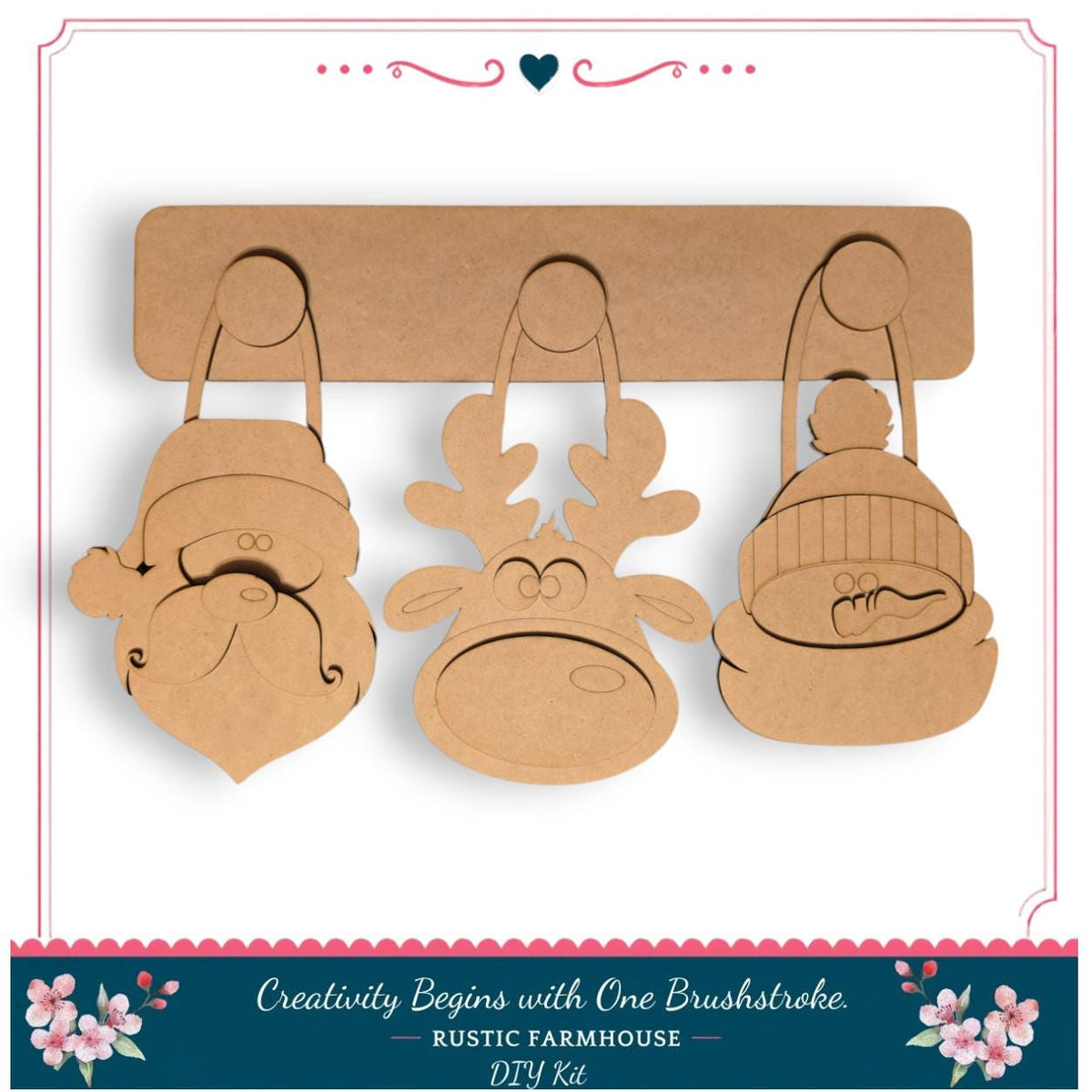 Christmas Pegboard Inserts Santa Reindeer Snowman Interchangeable DIY Craft Kit product image 3 from The Rustic Farmhouse