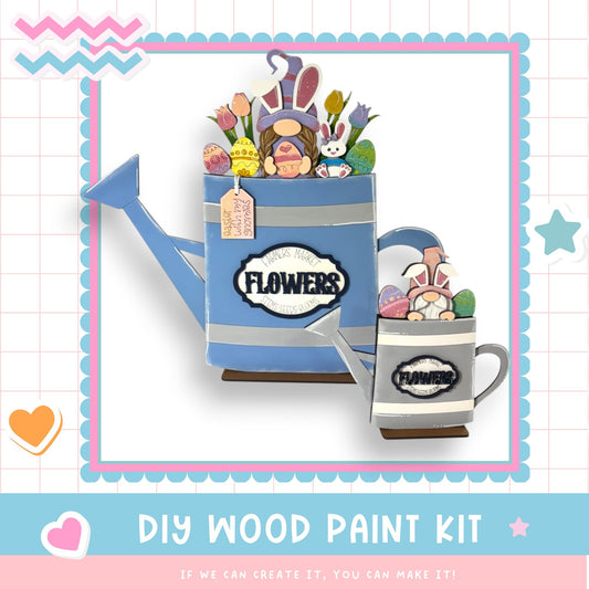 a blue watering can filled with lots of candy