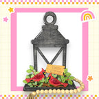 a card with a lantern and two birds on it