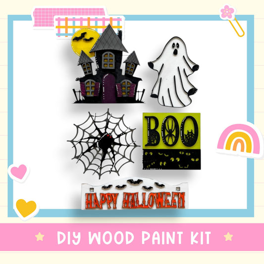 a group of halloween decorations on a white background