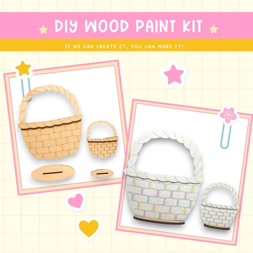 a paper craft kit with a basket and other items