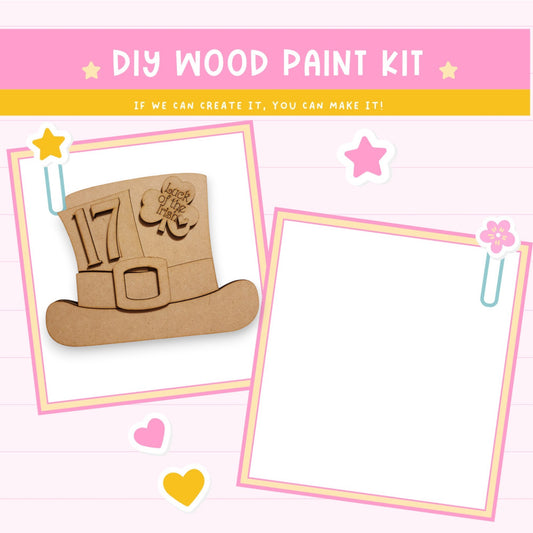 a wooden craft kit with a picture of a hat