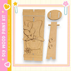 a DIY paint kit for creating a wooden snowman, including a snowman figure and a snowman base.