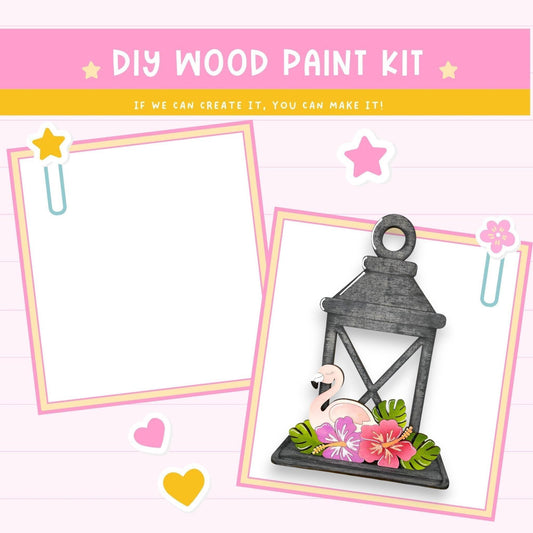 a card with a picture of a flamingo in a lantern