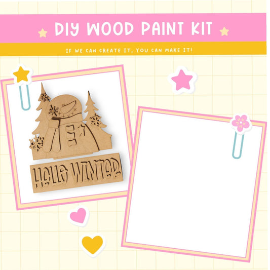 a wooden craft kit with a picture of a snowman