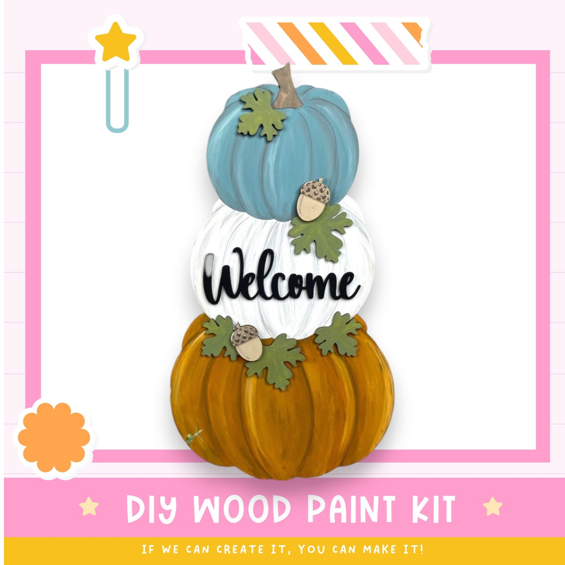 a welcome sign on top of a pumpkin