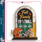 The image is a DIY kit featuring a football-themed decoration with various football-related items, including a football, helmet, and other football-related objects.