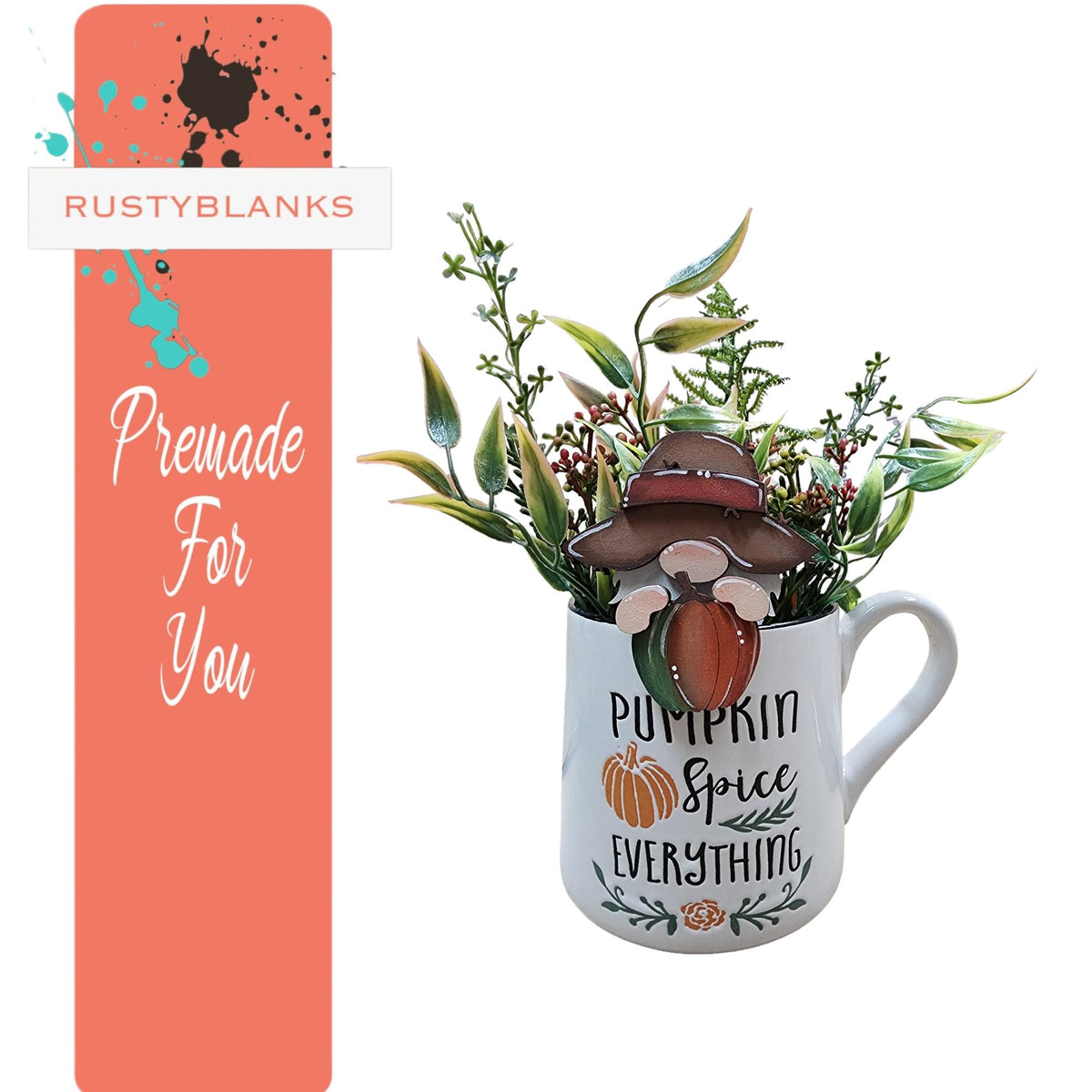 a mug with a plant inside of it