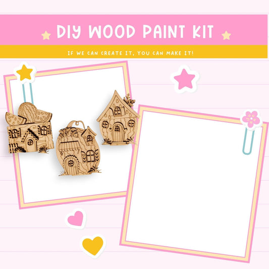 a wooden craft kit with a picture of a house